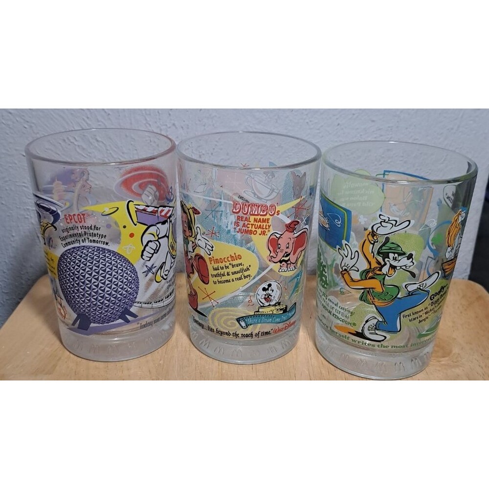 3 McDonald's Disney World 100 Years of Magic 25th Anniversary Glasses